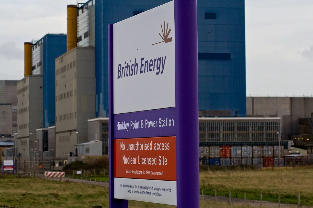 Hinkley Point A nuclear power station seen from the entrance to Hinkley Point B