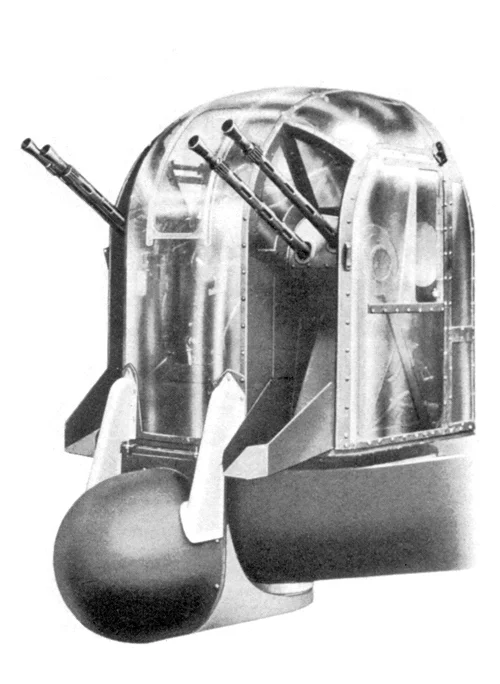 An illustration of the Village Inn AGLT Frazer Nash FN120 tail turret on a Lancaster .
