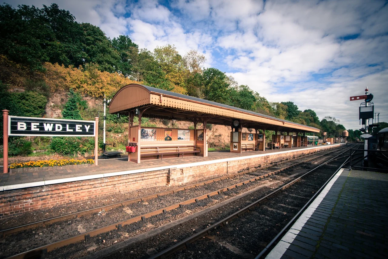 Bewdley Railway Station as part of the heritage railway line the Severn Valley Railway, Platforms 2 and 3 as viewed from Platform 1.