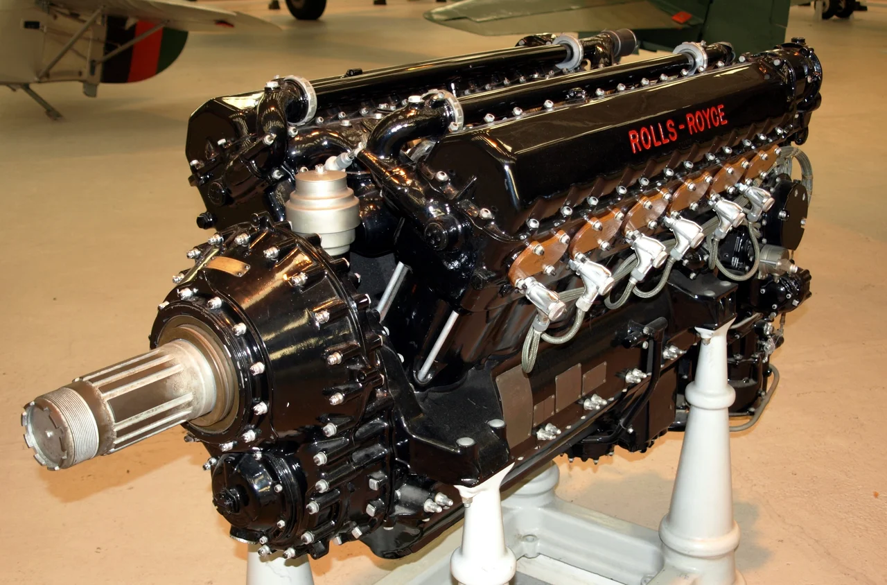 Rolls-Royce Kestrel XVI aircraft piston engine at the Royal Air Force Museum, Cosford.