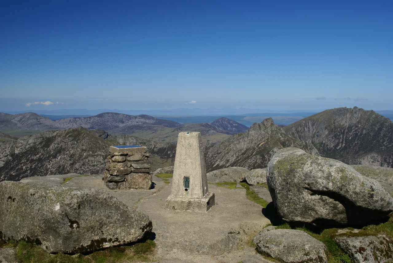 Summit view from Goat Fell, Isle of Arran.  The Paps of Jura are visible in the distance.