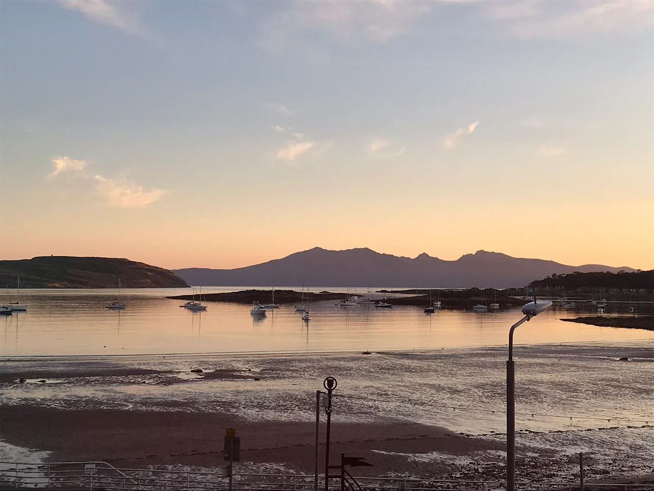 A view of the sea looking towards Arran from Kames Bay on the Isle of Cumbrae, Millport
