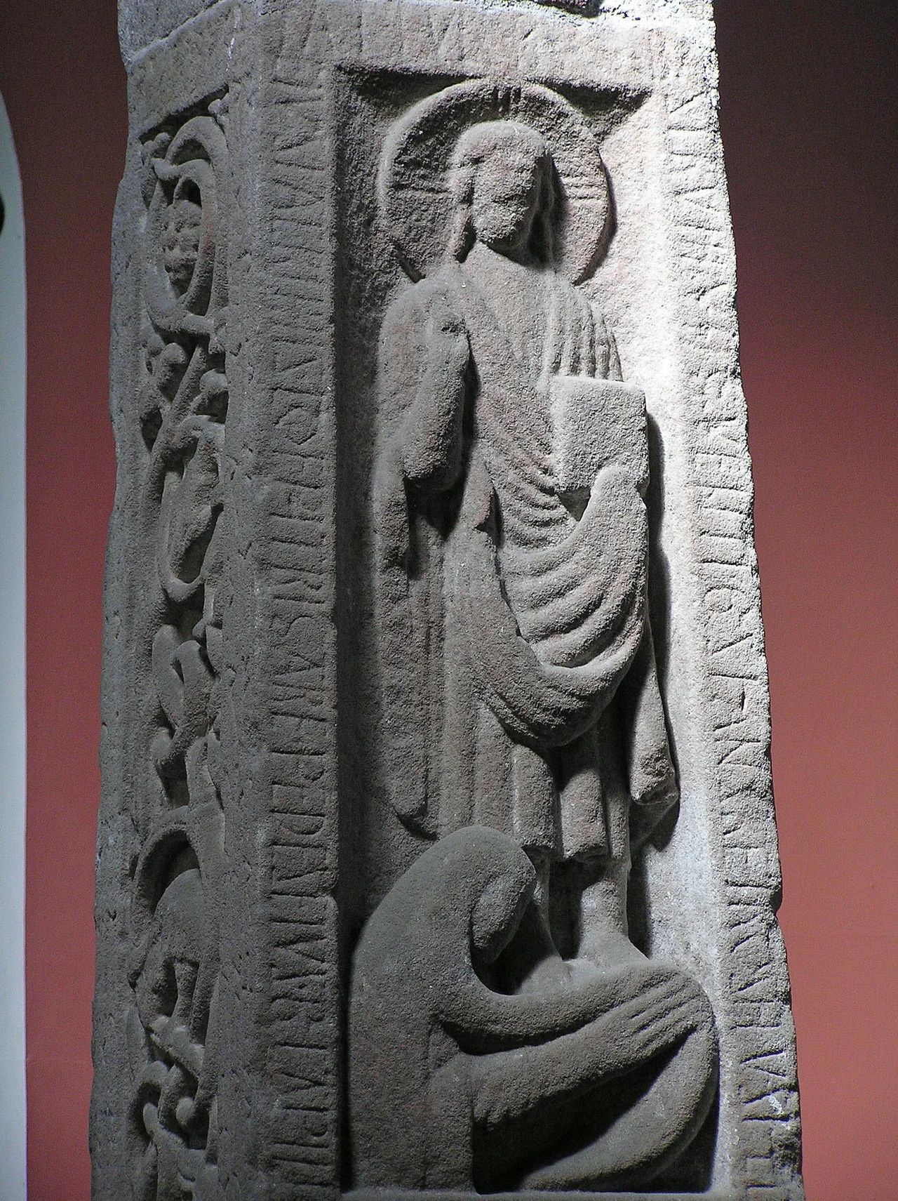 Detail from south face, the Ruthwell Cross, in Dumfries and Galloway, Scotland.