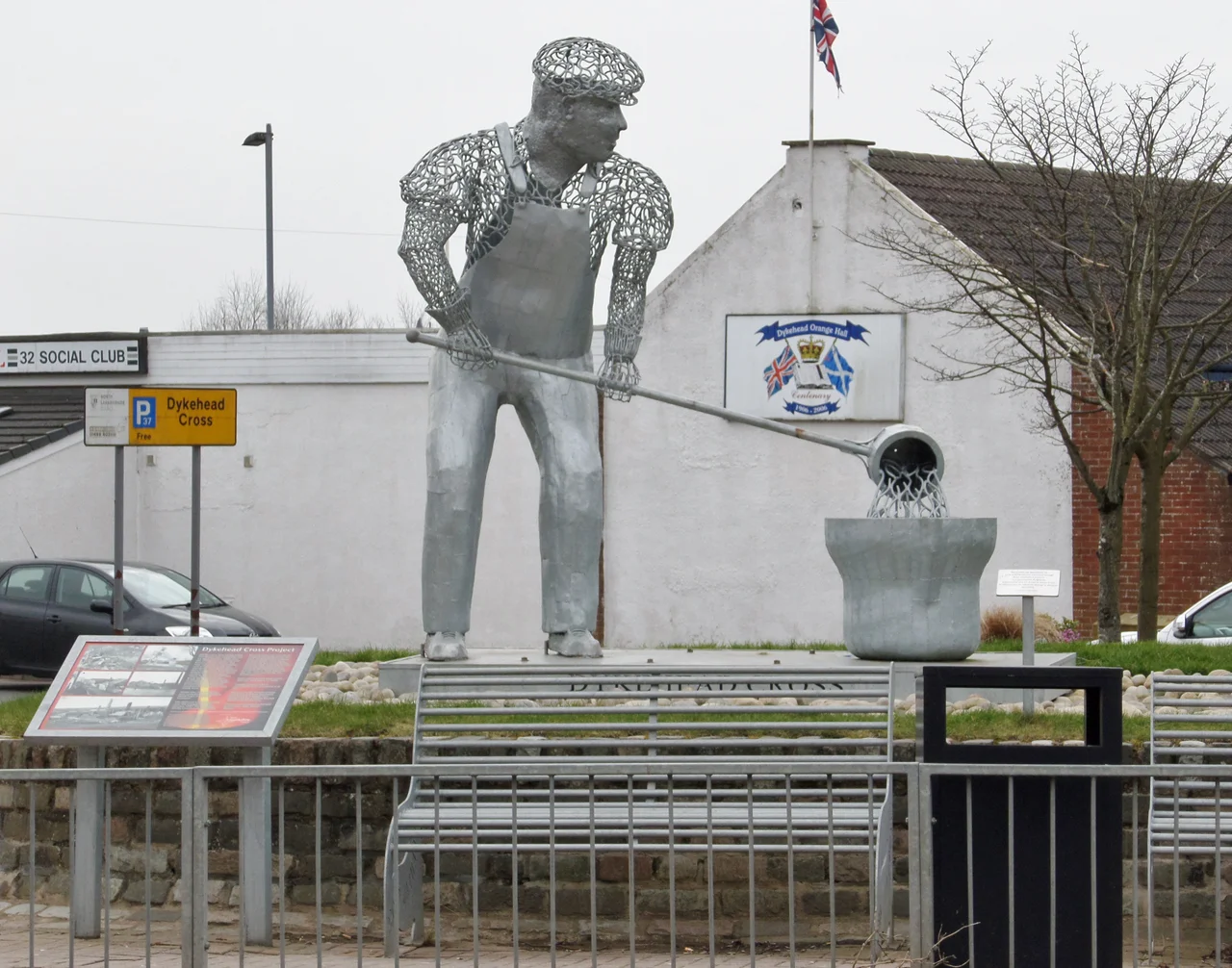 Shotts - Metal worker statue in the town centre. North Lanarkshire, Scotland.