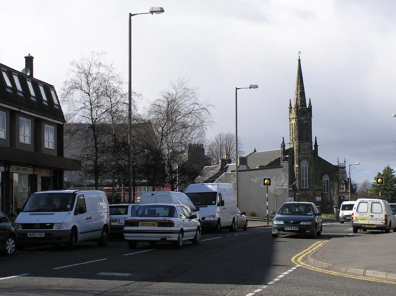 The main street of Bannockburn near Stirling in Scotland