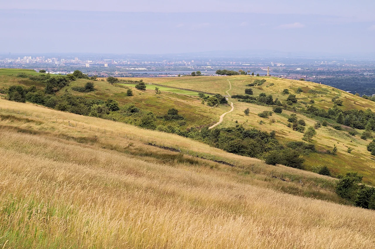 Werneth Low With Hyde Cenotaph and Greater Manchester beyond