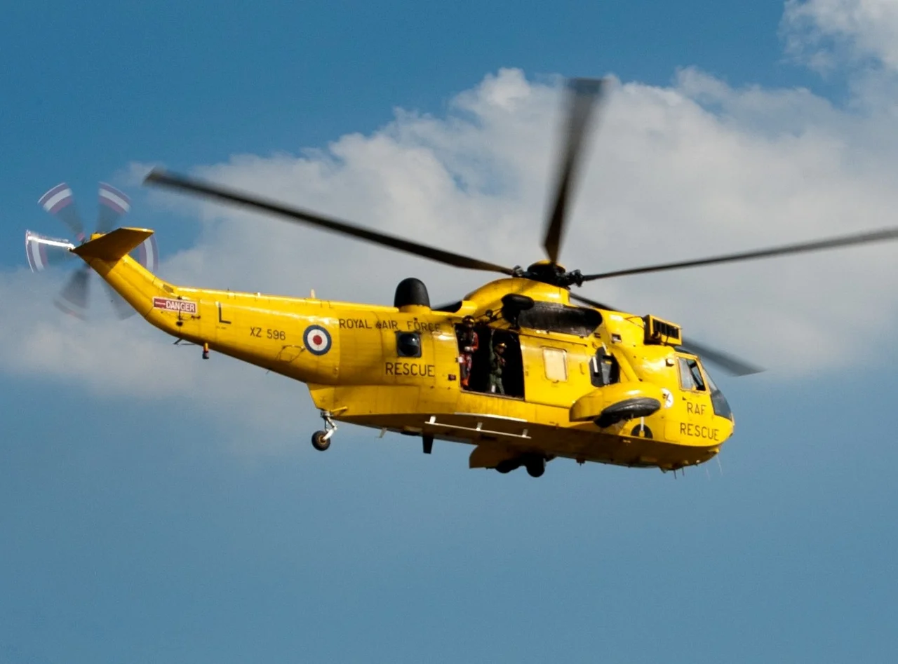 An S&amp;R Sea King from RAF Leconfield, Leconfield, East Riding of Yorkshire, England.