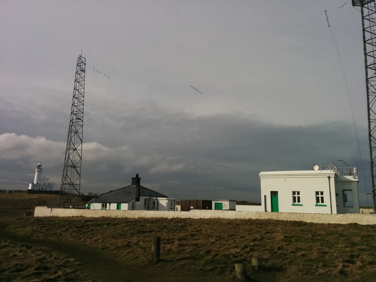 Fog signal station near Coastguard and Flamborough lighthouse, Flamborough, East Riding of Yorkshire, England.