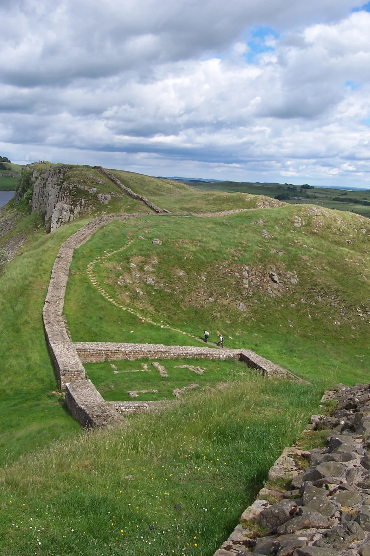 Milecastle 39 on Hadrian's Wall, near Steel Rigg, looking east from a ridge along the Hadrian's Wall Path.