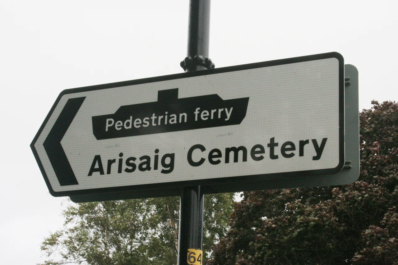 Sign to the ferry and cemetery, Arisaig