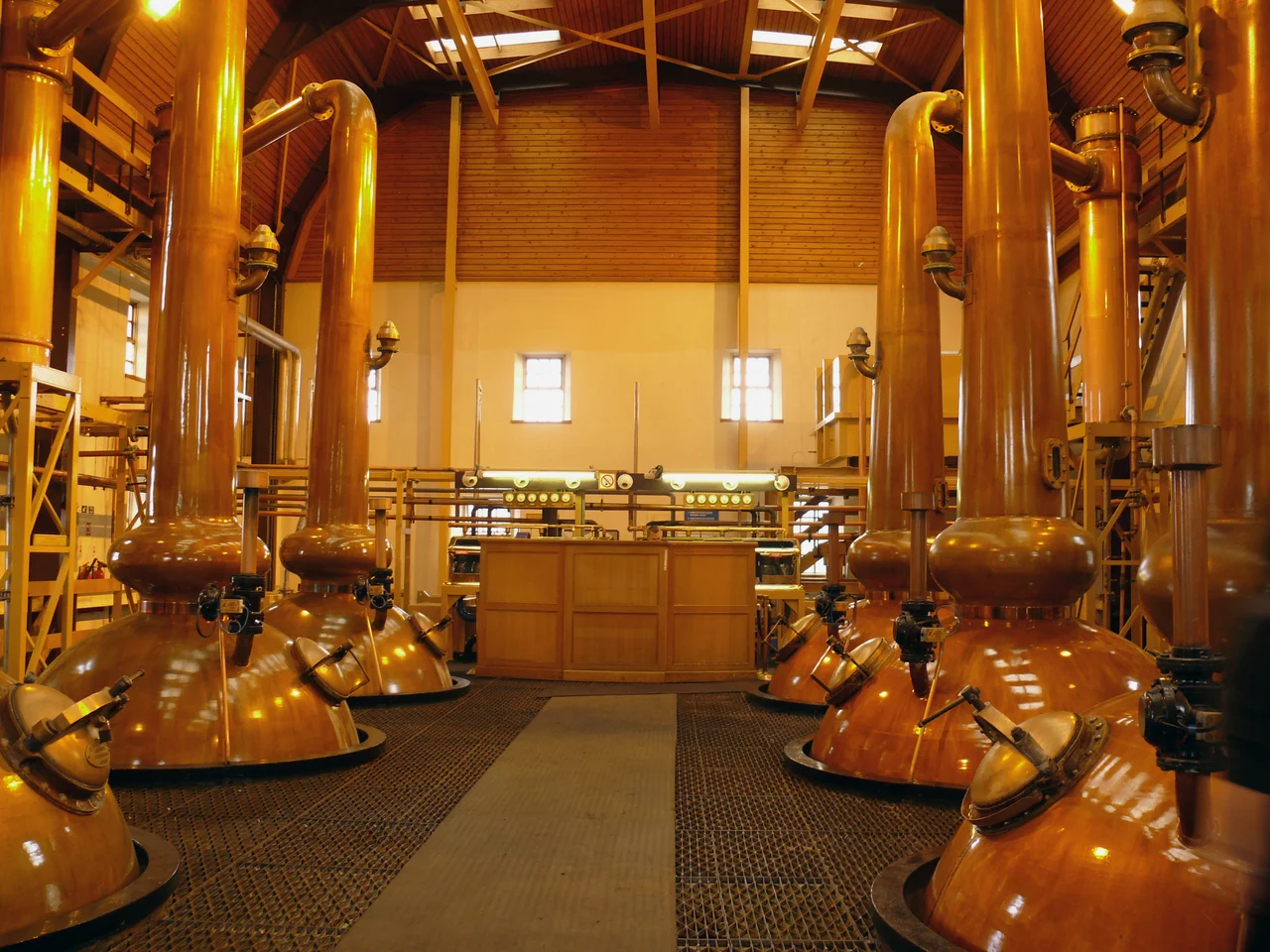 The stills at Glenmorangie Distillery