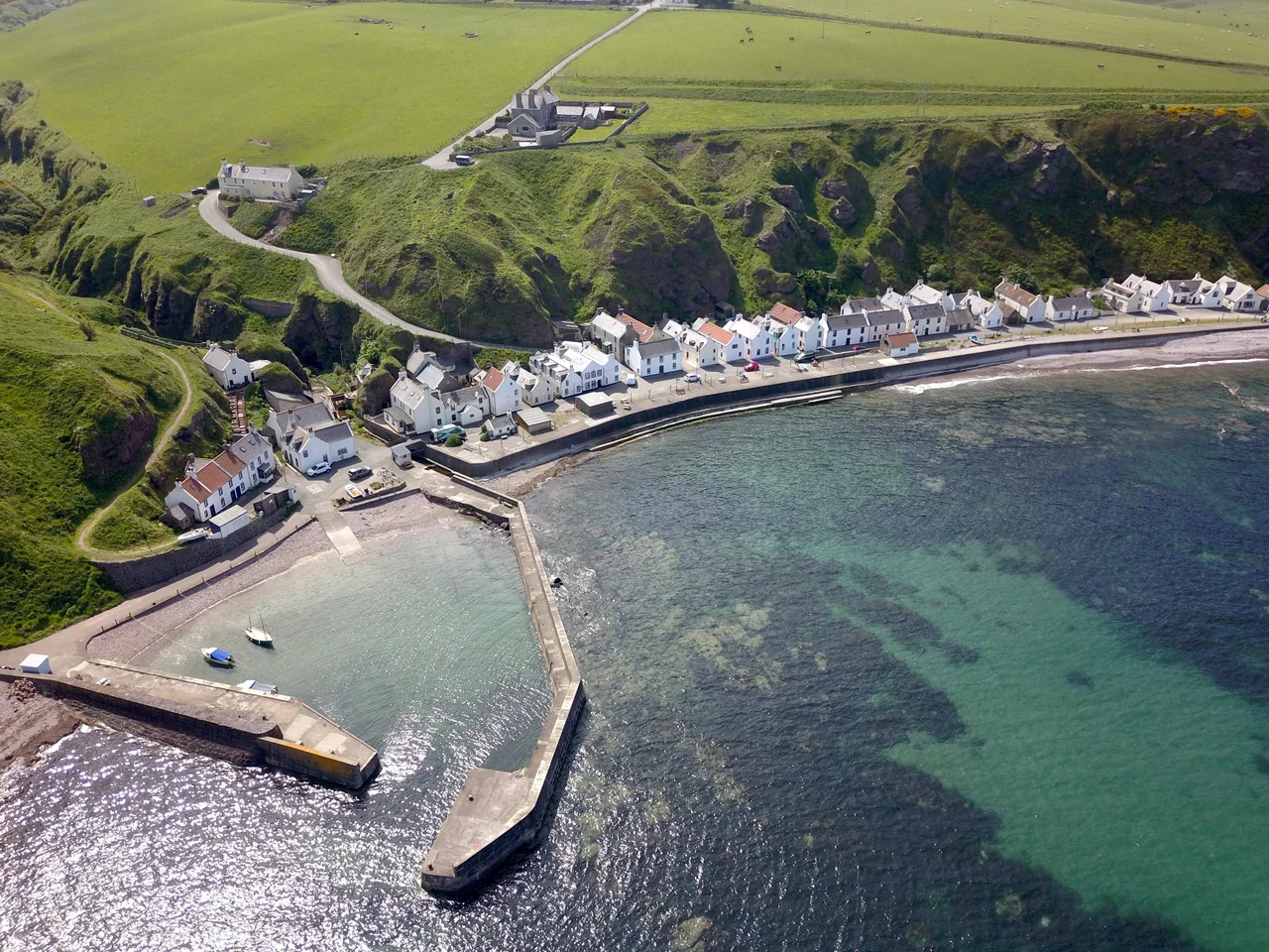 Aerial view of Pennan village
