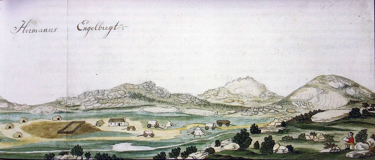 "Ellenboogfontein (farm of Hermanus Engelbregt) near present-day Kamieskroon - a haven to Gordon and many other travellers" Page 75 of 'Robert Jacob Gordon 1743-1795' - Patrick Cullinan