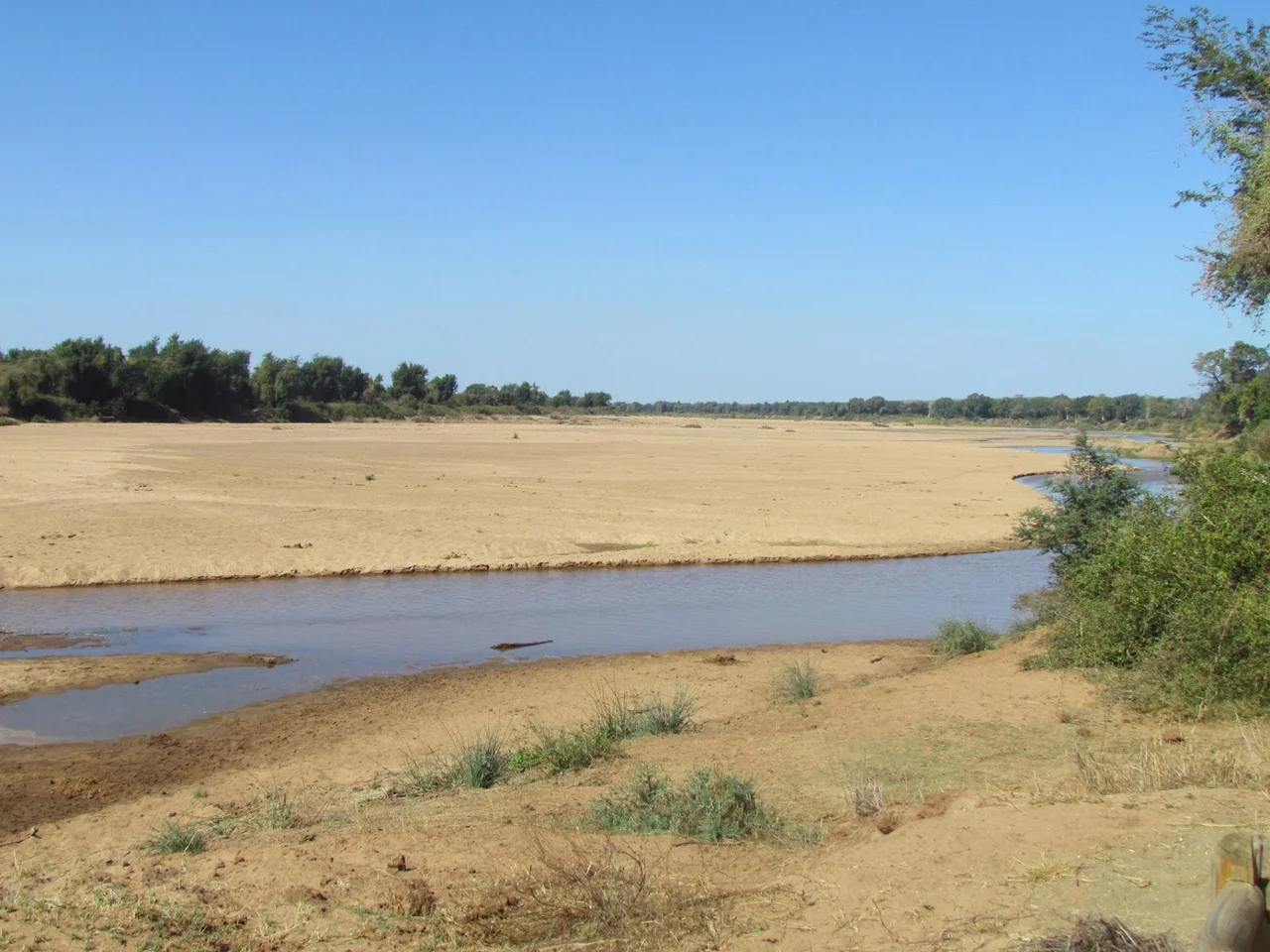The Limpopo river as seen from Crook's Corner in the Kruger National Park. Straight ahead is Mozambique. Across the river is Zimbabwe.