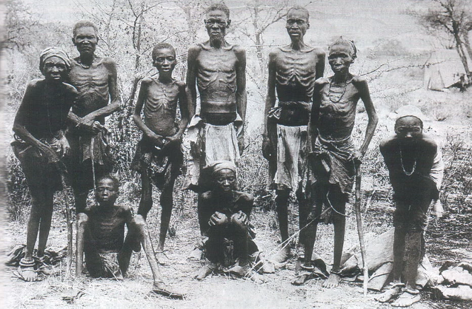 "Condition of Herero on surrender after having been driven into the desert"