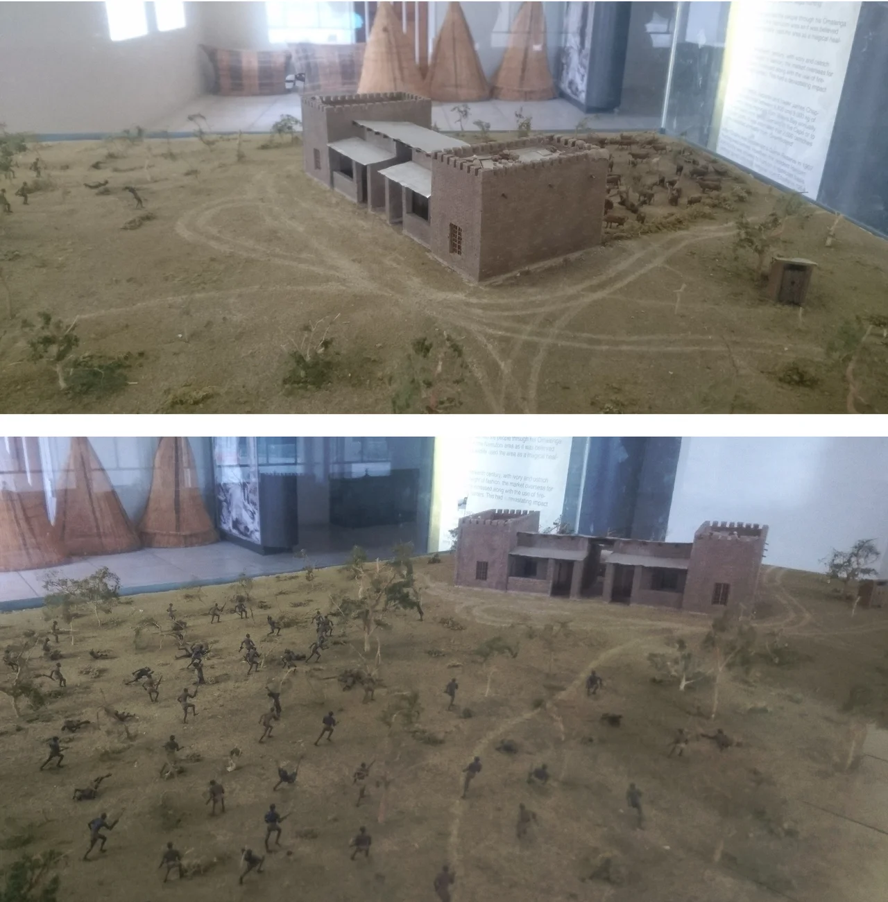 Battle of Namutoni model on dispay at Namutoni Fort. Model was built by Chris Pearson in 1984/5.
