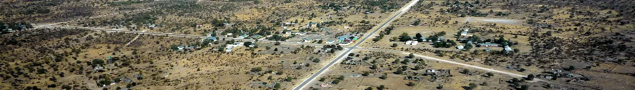 View of Tsumkwe, North East Namibia, near border with Botswana, token from Cessna 402c
