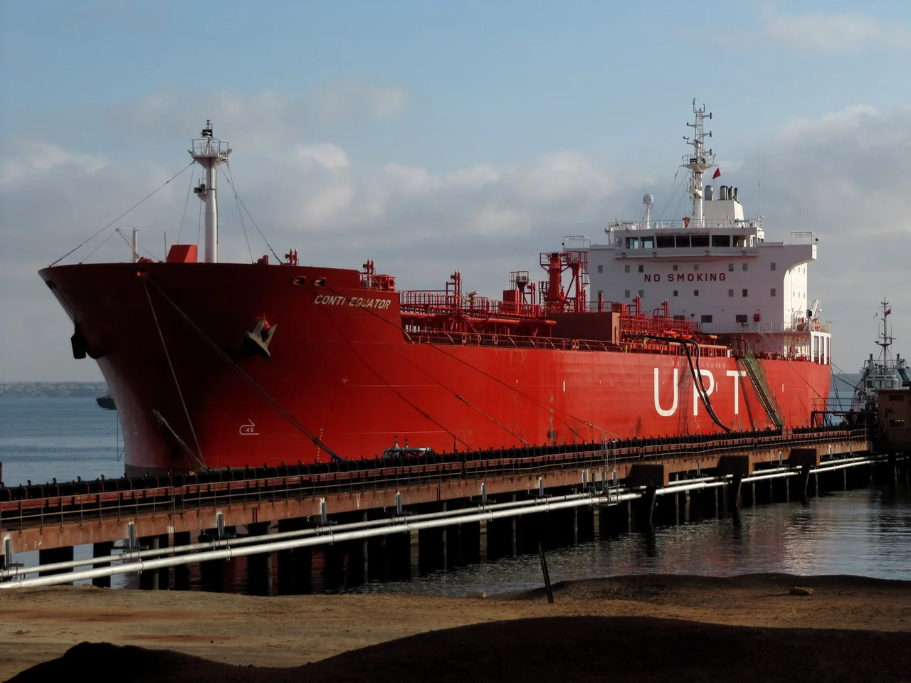 Ship loading minerals at Namibe harbour, Angola