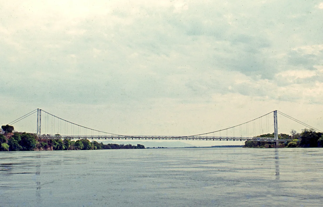 The Otto Beit Bridge (Chirundu Bridge) over the Zambezi River between Zambia and Zimbabwe