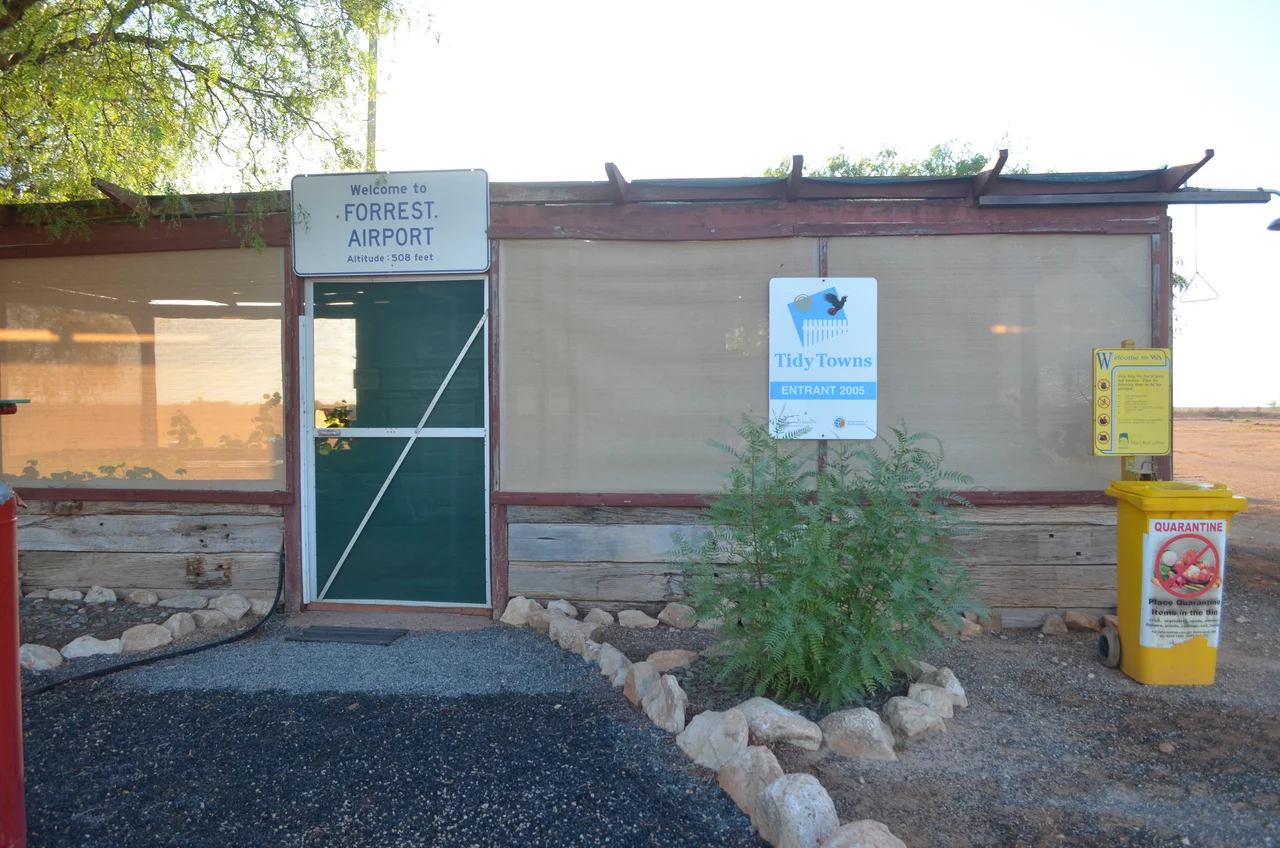 This is a photo of the terminal building at Forrest Airport at Forrest, Western Australia