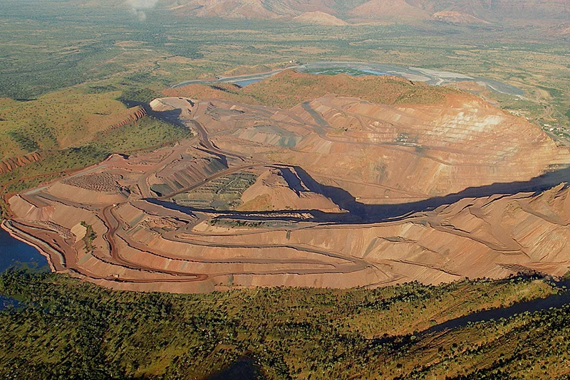 Argyle diamond mine, Western Australia, from plane