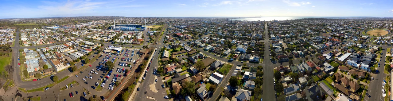Aerial panorama of Geelong.