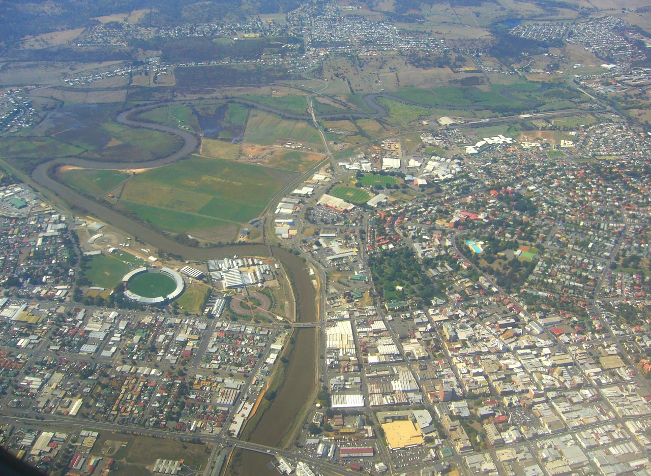 Launceston from Melbourne-Launceston flight, Tasmania, Australia