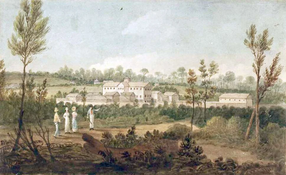 Female penitentiary or factory, Parramata, watercolour; 15.9 x 25.7 cm.