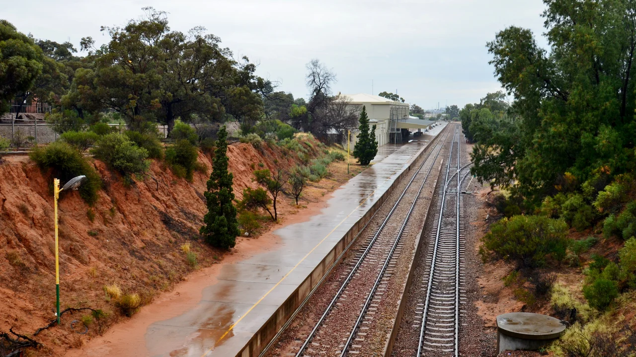 View of the main platform road at Port Augusta railway station