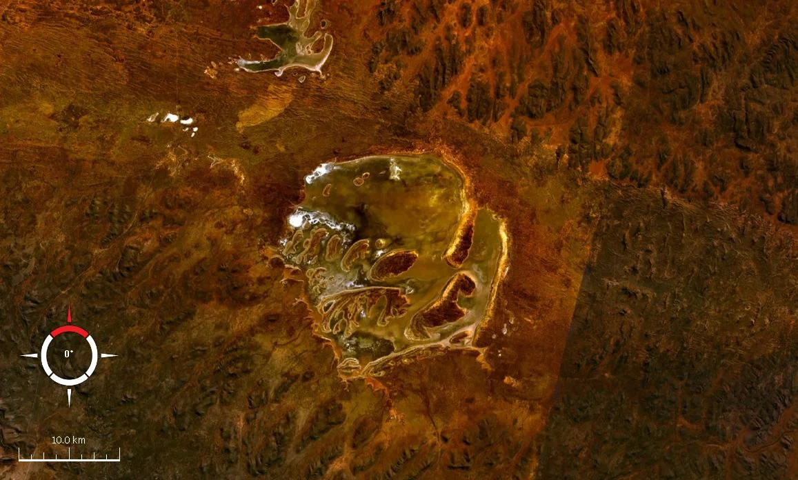 Lake Acraman (impact crater) in South Australia, Landsat image.