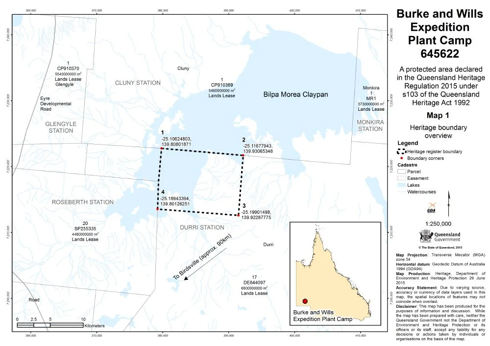 Burke and Wills Plant Camp boundary map, 2015