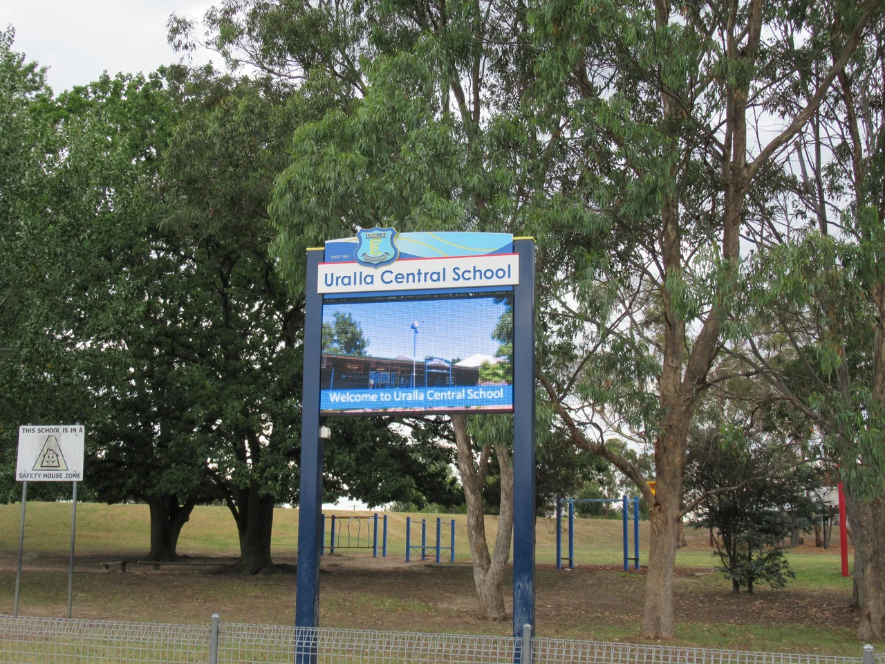 Digital sign at Uralla Central School. Uralla Central School is a coeducational combined school, serving years K-12. Uralla, New England district, NSW