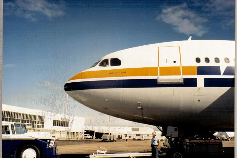 Trans Australia Airlines A300B4 VH-TAD. Photographed just prior to pushback at Brisbane's old Eagle Farm Airport 1988.