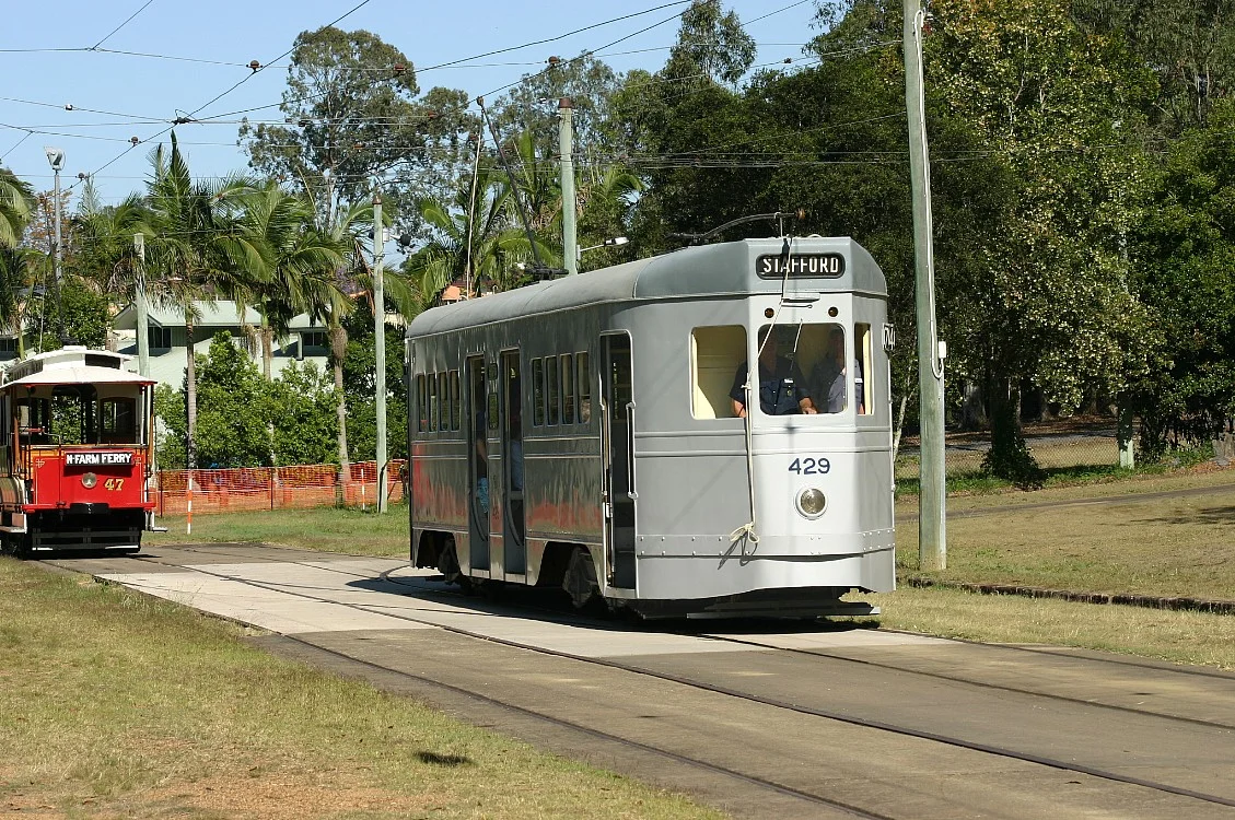3 way set of points (or switches) formerly at the Light Street tram depot in Newstead, the points are now located at the Brisbane Tramway Museum.