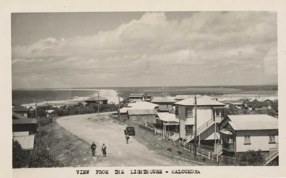 View from the lighthouse at Caloundra, Sunshine Coast, Queensland, ca.1952.