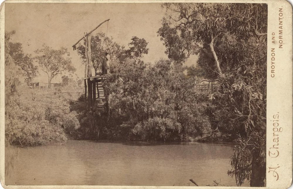 Landing stage on the Delta Downs Station, Normanton, Queensland, ca. 1895