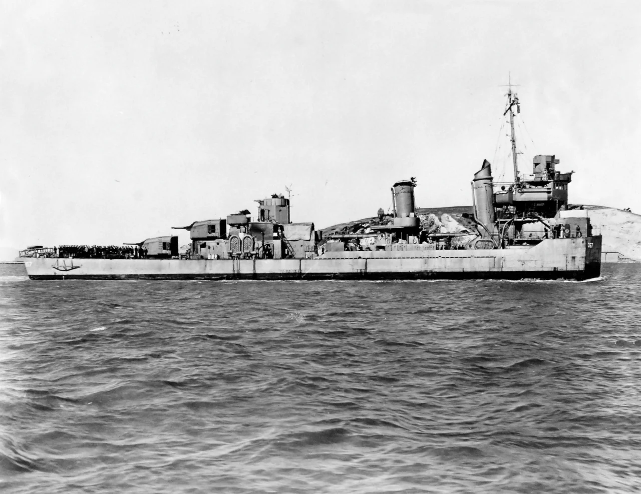 Imperial Japanese Navy destroyers Shigure and Samidare operating off the coast of Bougainville in the Solomon Islands hours prior to the Naval Battle of Vella Lavella on 6 October 1943.