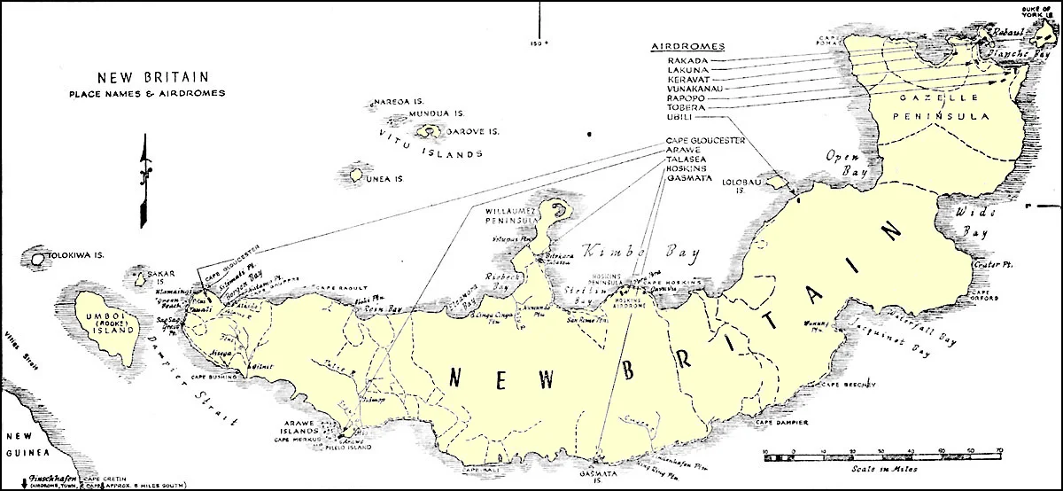 Map of New Britain during World War II