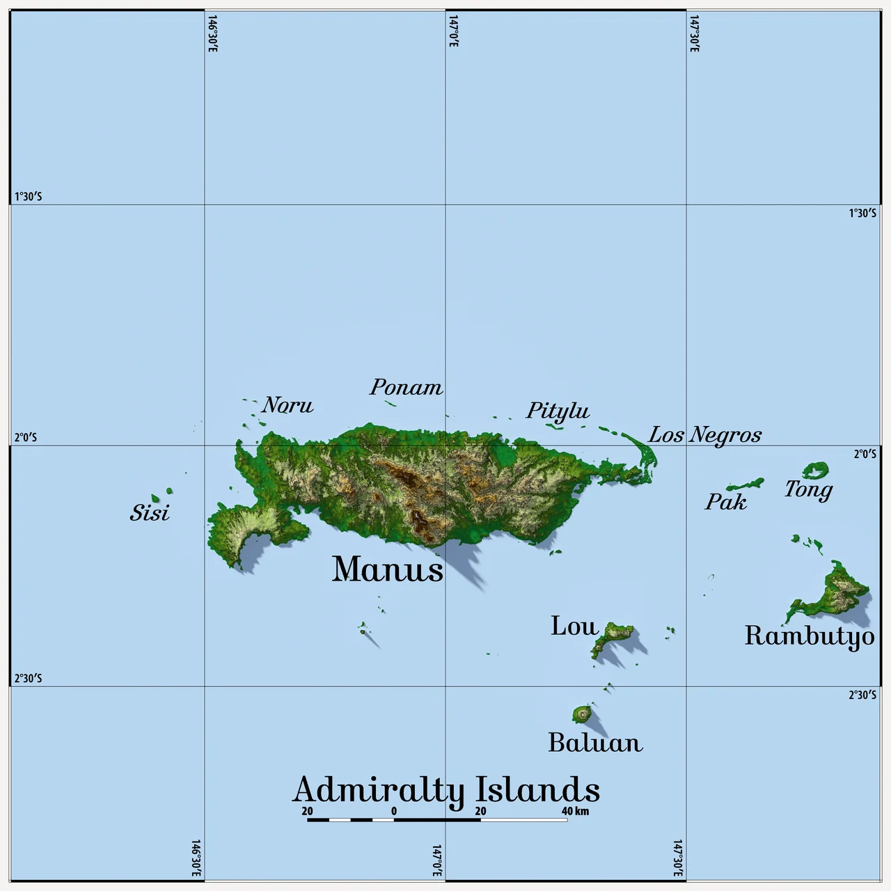 Map of the Admiralty Islands