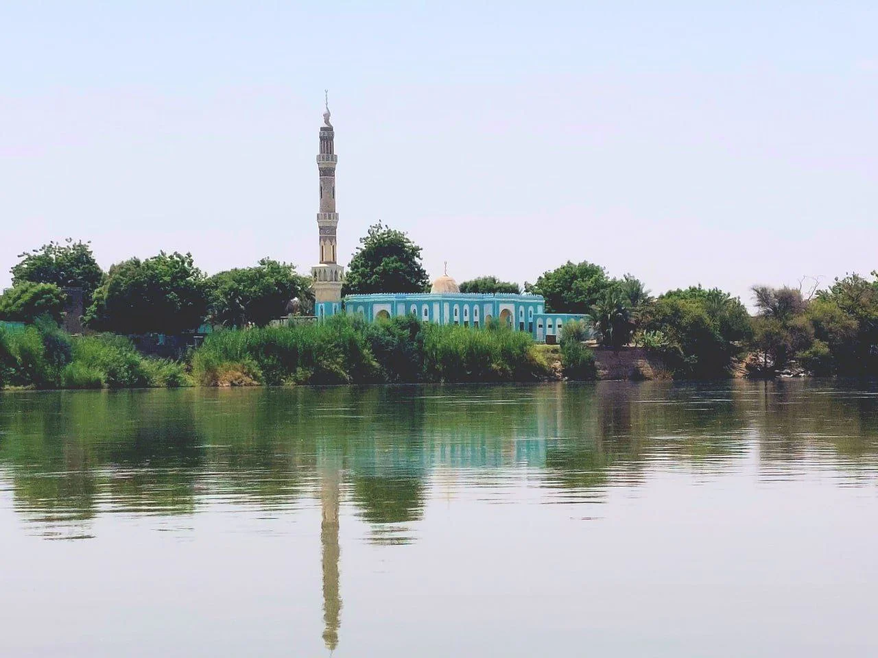 Mosque featuring traditional Nubian design, in the bank of the Nile River in Kerma Al- Nuzul