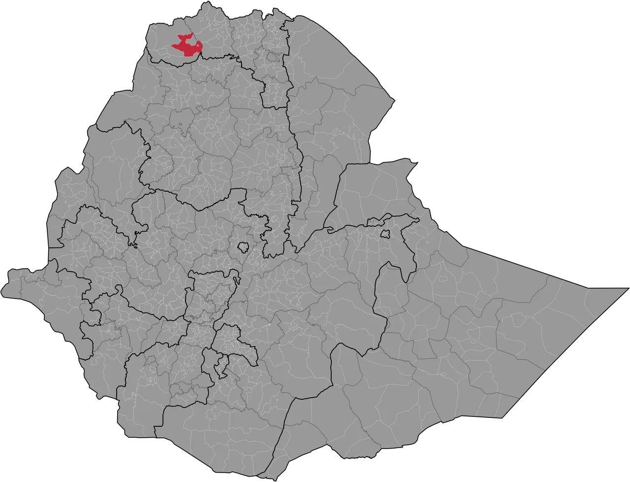 Schematic of the location of the Welkait woreda.