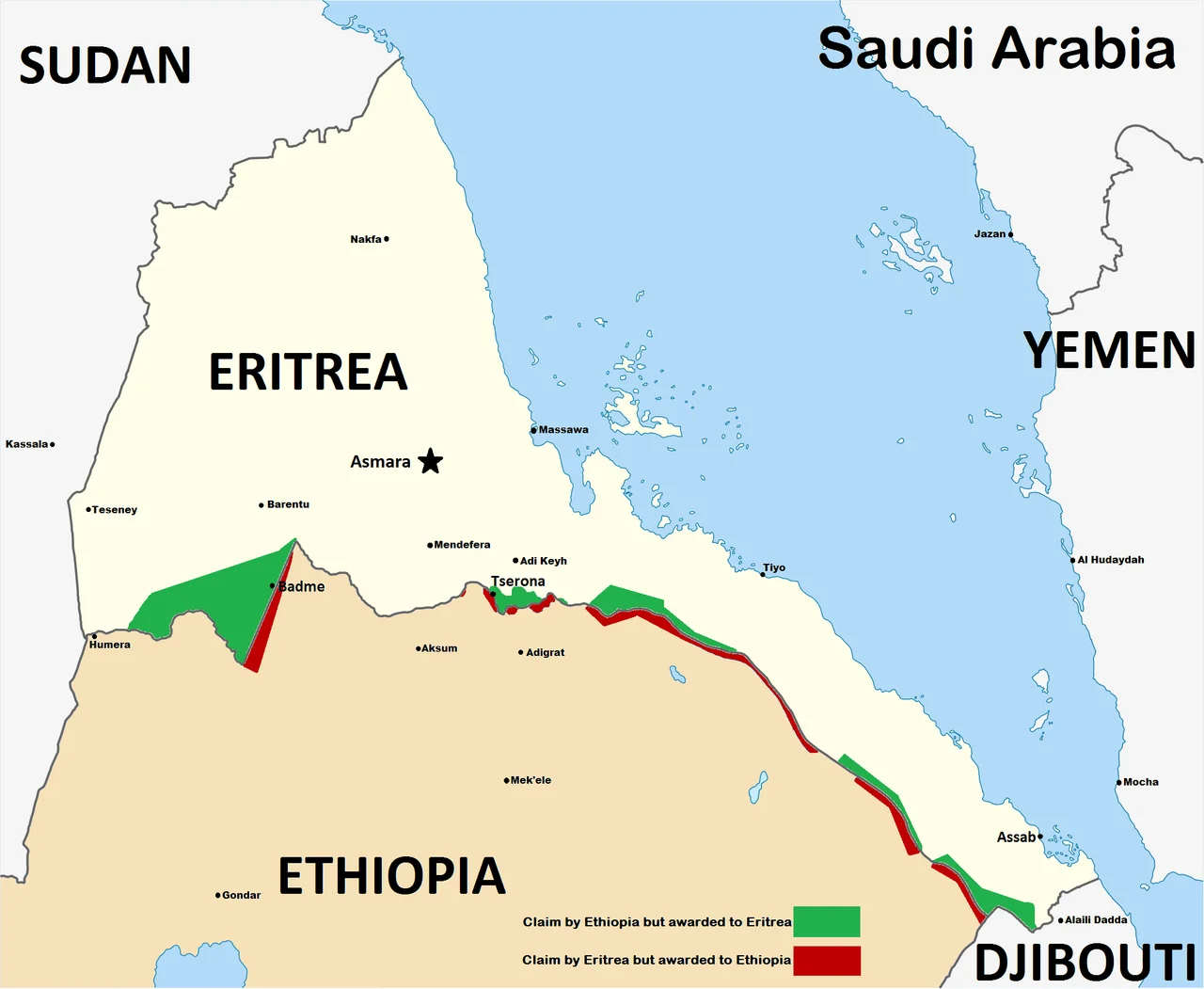 Eritrean–Ethiopian War Map 1998