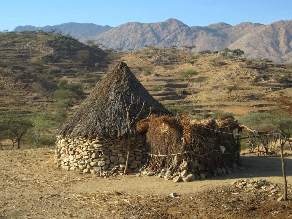 A Bilen house east of Keren, Eritrea.