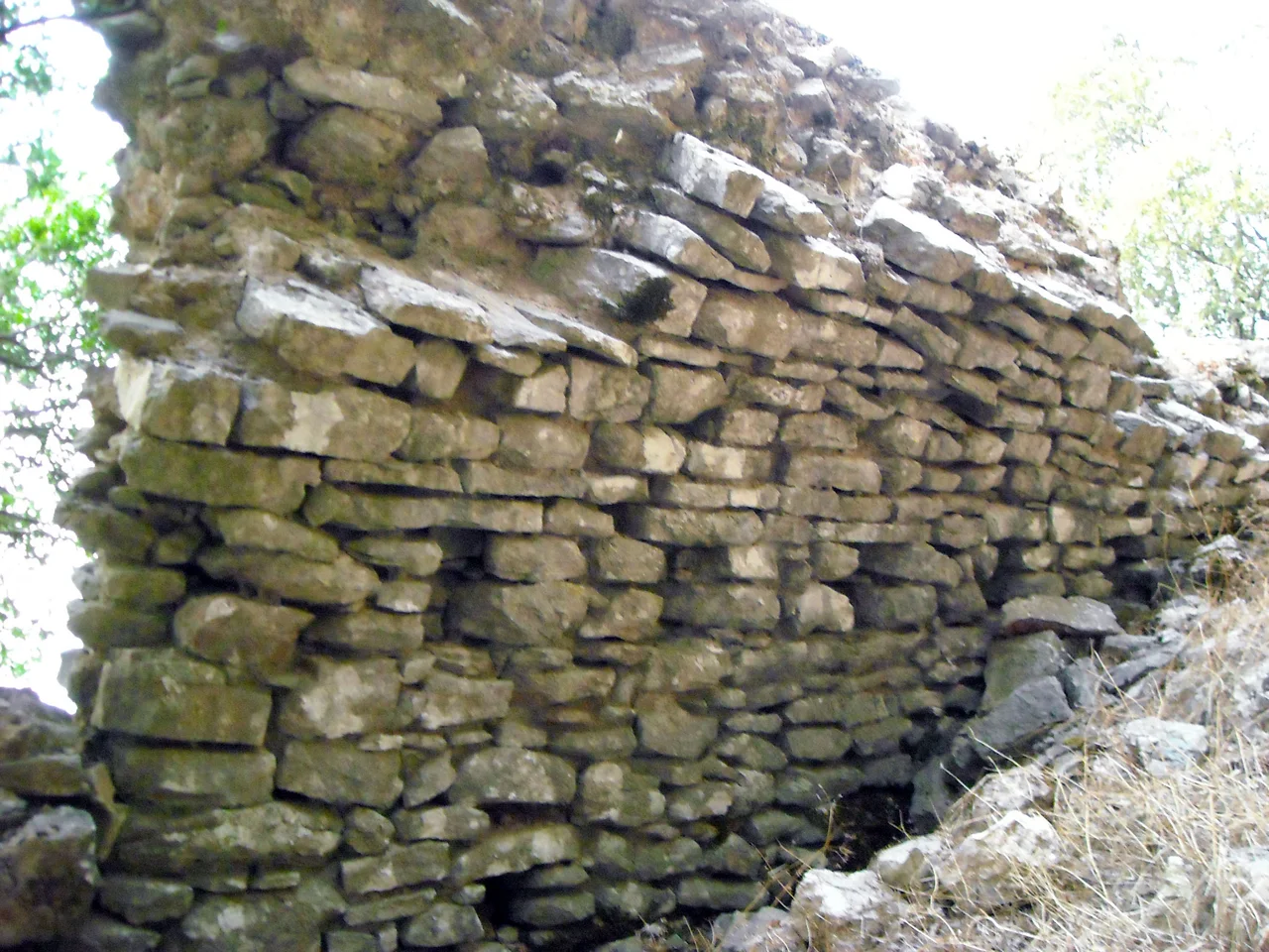 Part of the fortification of the Araclovon castle in southwestern Greece.