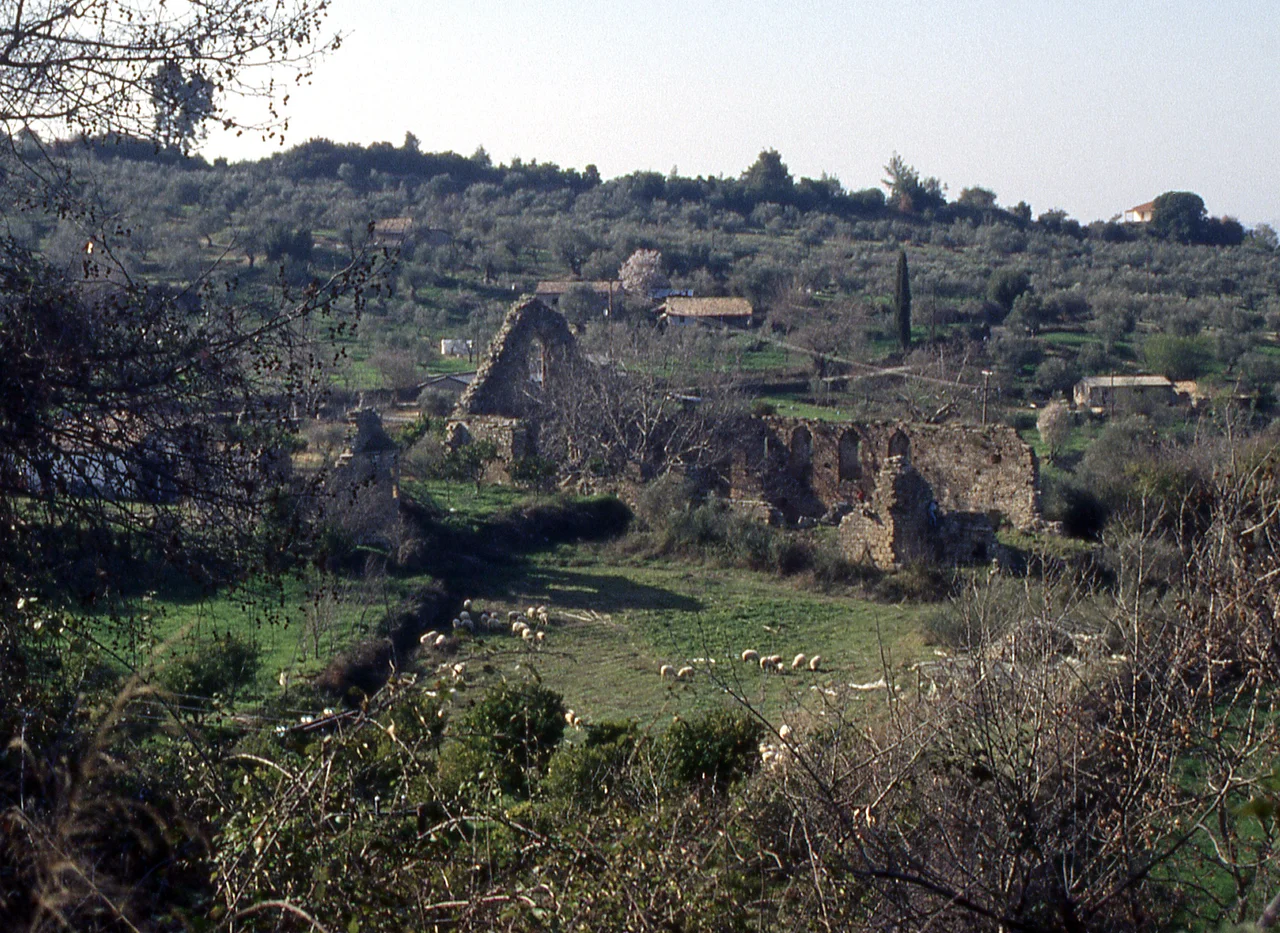 View of the ruins of the Frankish monastery at Isova, from the southeast.