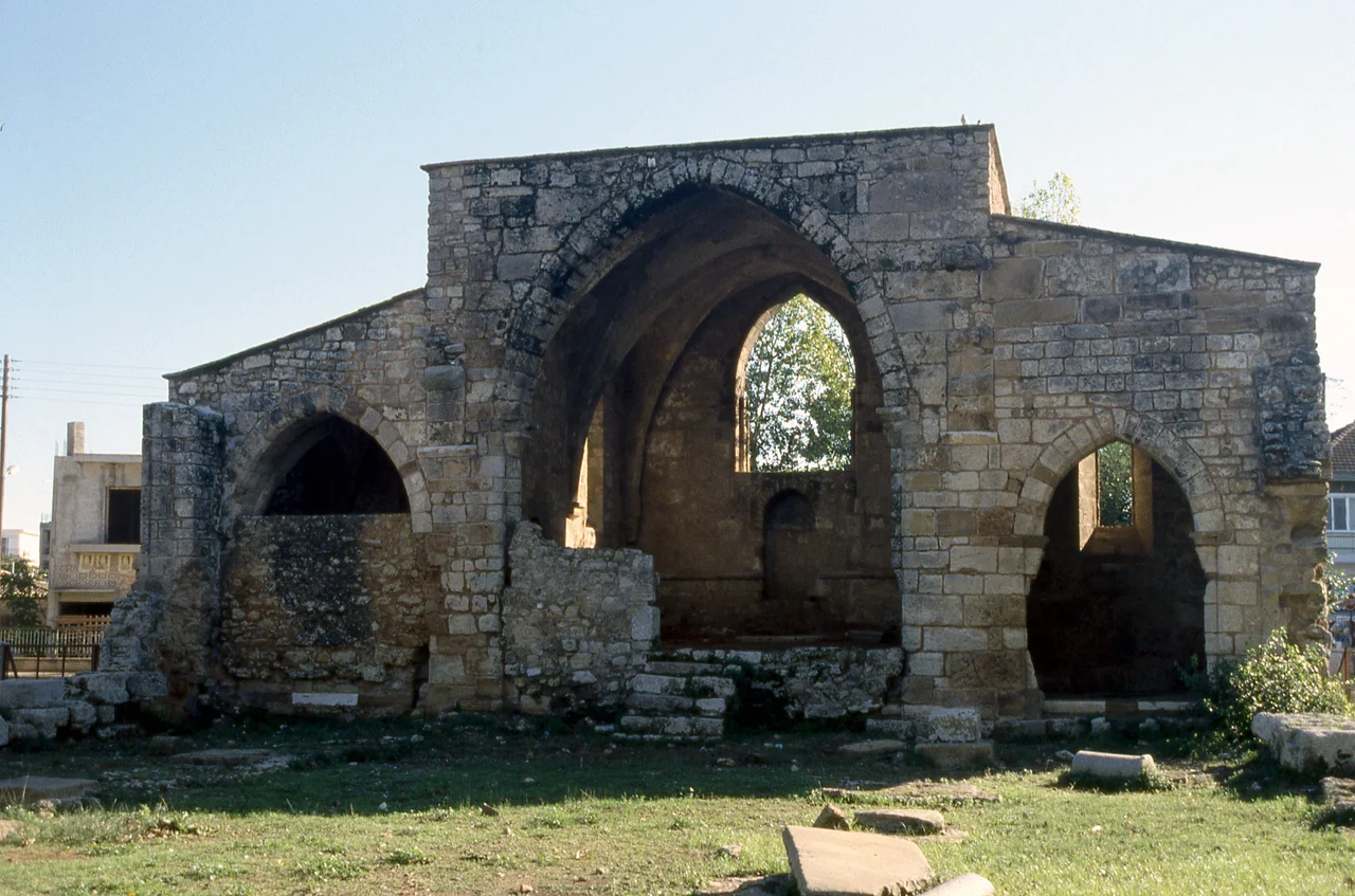 Andravida, Elis. Frankish church of Ayia Sophia (13th century), from west.
