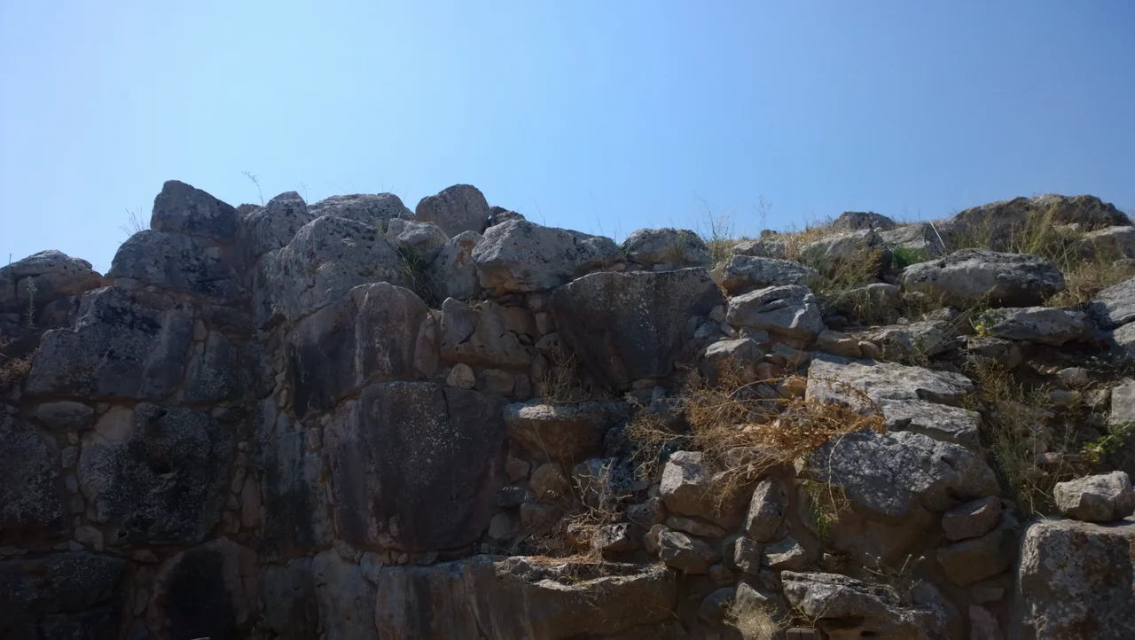Cyclopean masonry at Tiryns walls, Greece.