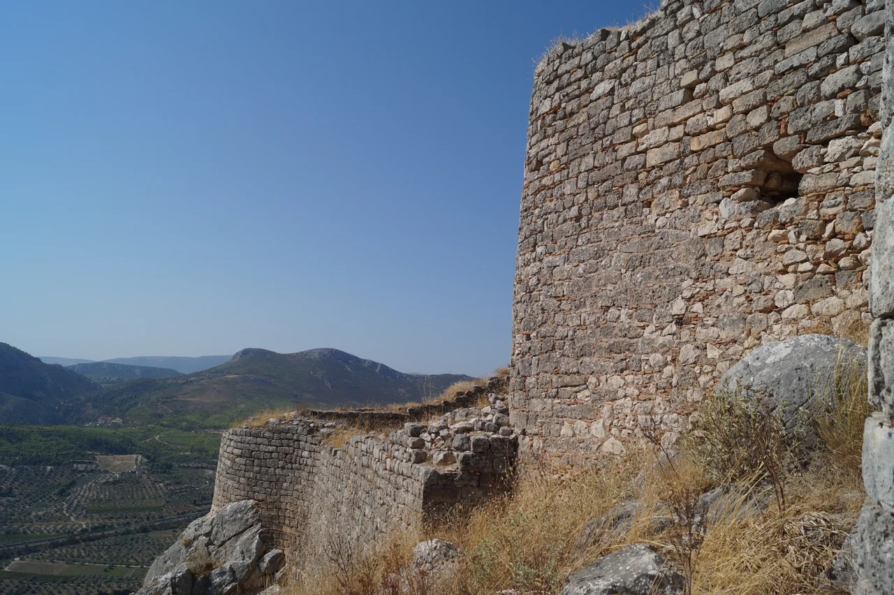 Corinth, Greece: East wall of Penteskoufi Castle.