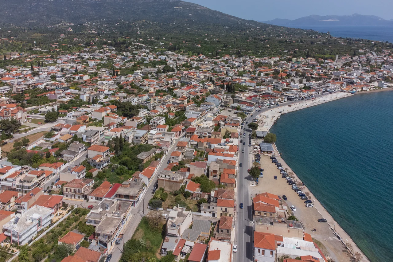 Aerial view of Amarynthos, Euboea.