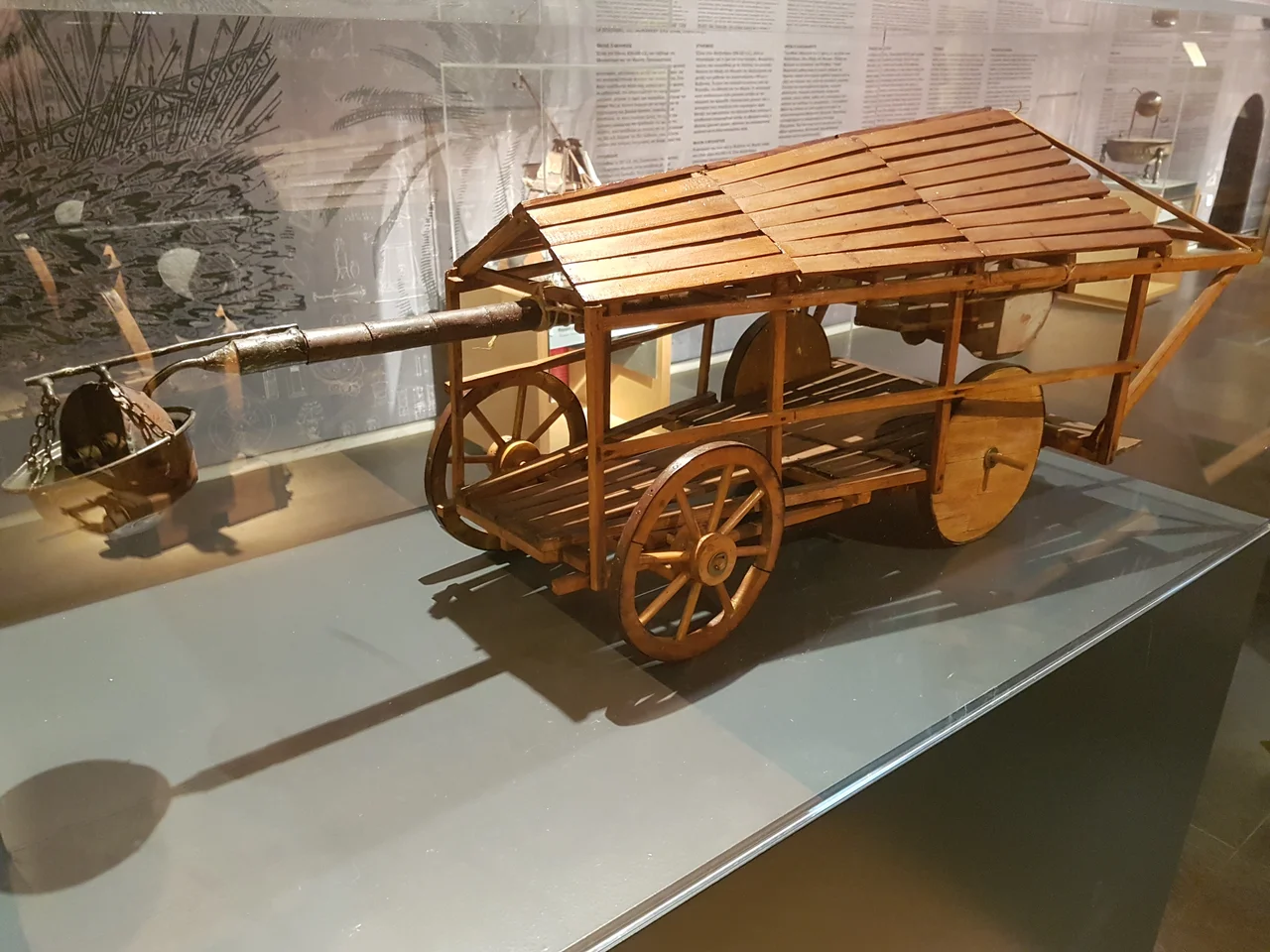 Boeotian flame thrower, 5th century BC, Greece (model). Used for burning wooden gates. Thessaloniki Technology Museum